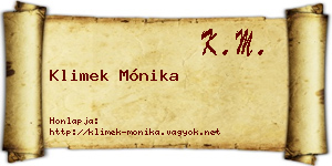 Klimek Mónika névjegykártya